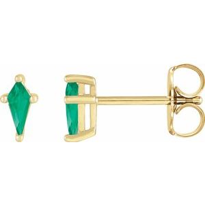 14K Yellow Gold Lab-Grown Emerald Earrings