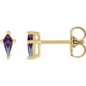 14K Yellow Gold Lab-Grown Alexandrite Earrings