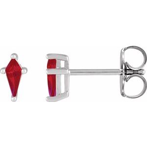 14K White Gold Lab-Grown Ruby Earrings