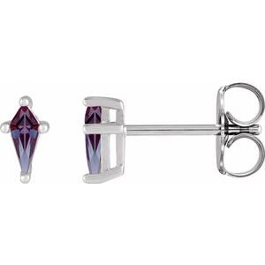 14K White Gold Lab-Grown Alexandrite Earrings