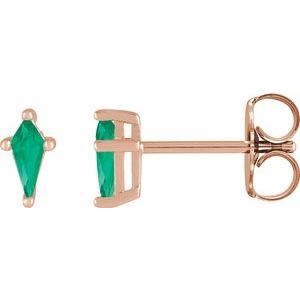 14K Rose Gold Lab-Grown Emerald Earrings