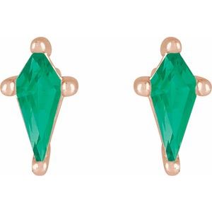 14K Rose Gold Lab-Grown Emerald Earrings – image 2