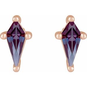 14K Rose Gold Lab-Grown Alexandrite Earrings – image 2