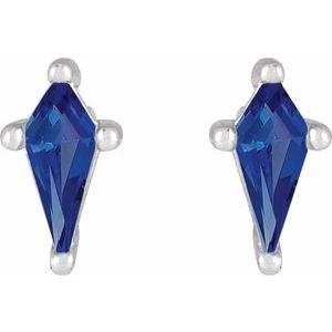 Platinum Lab-Grown Blue Sapphire Earrings – image 2
