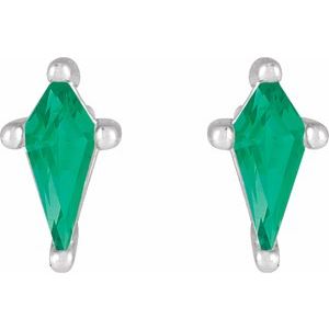 Sterling Silver Lab-Grown Emerald Earrings – image 2