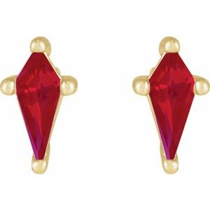 14K Yellow Gold Lab-Grown Ruby Earrings – image 2
