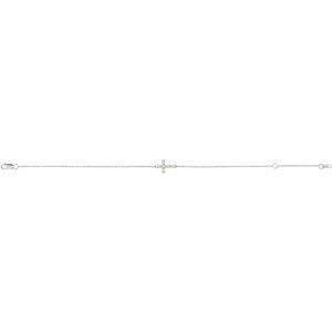 Sterling Silver Natural White Opal Sideways Cross 6 1/2-7 1/2" Bracelet – image 2