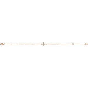 14K Rose Gold Natural White Opal Sideways Cross 6 1/2-7 1/2" Bracelet – image 2