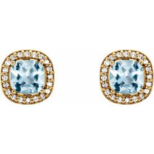 14K Yellow Gold Natural Sky Blue Topaz & 1/10 CTW Natural Diamond Earrings – image 2