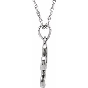 Sterling Silver .03 CT Natural Diamond Flower 18" Necklace