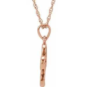 14K Rose Gold .03 CT Natural Diamond Flower 18" Necklace