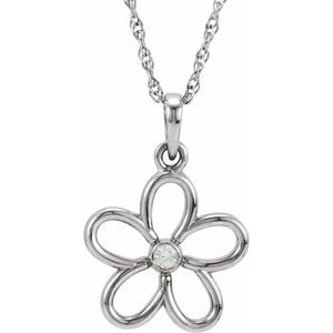 Sterling Silver .03 CT Natural Diamond Flower 18" Necklace