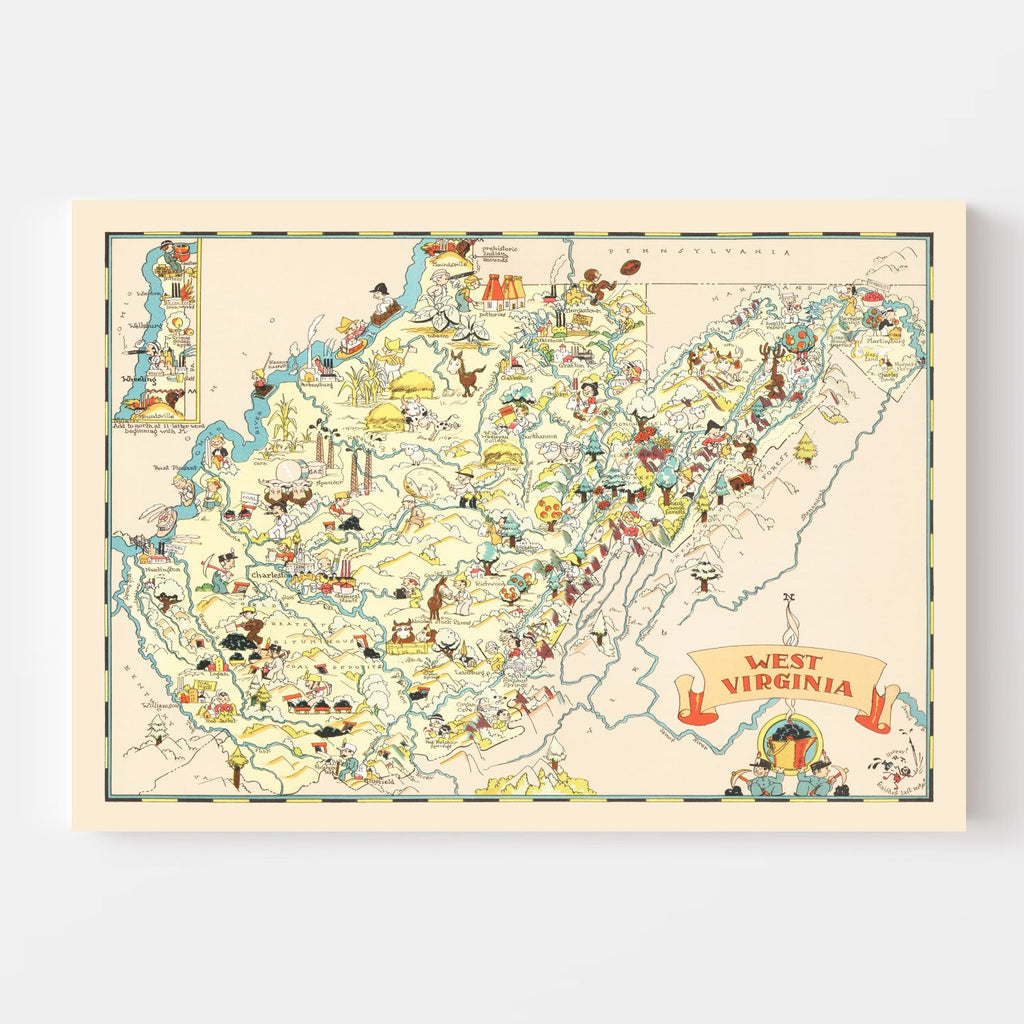 Vintage Map of West Virginia 1935