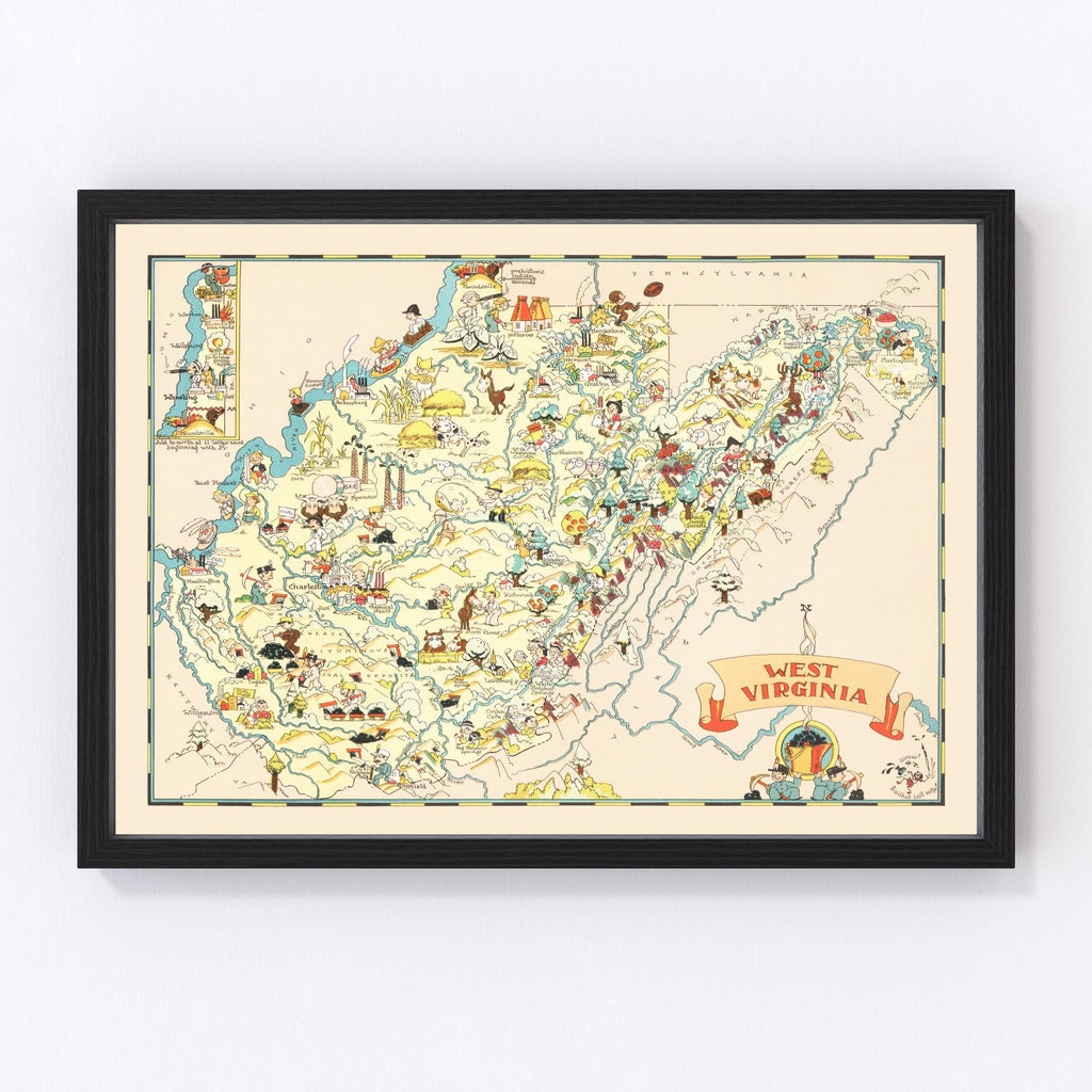 Vintage Map of West Virginia 1935