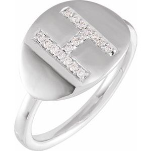 Accented Initial Signet Ring