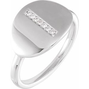 14K White Gold .04 CTW Natural Diamond Initial I Signet Ring