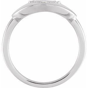 14K White Gold .08 CTW Natural Diamond Initial V Signet Ring