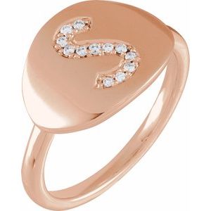 14K Rose Gold .07 CTW Natural Diamond Initial S Signet Ring