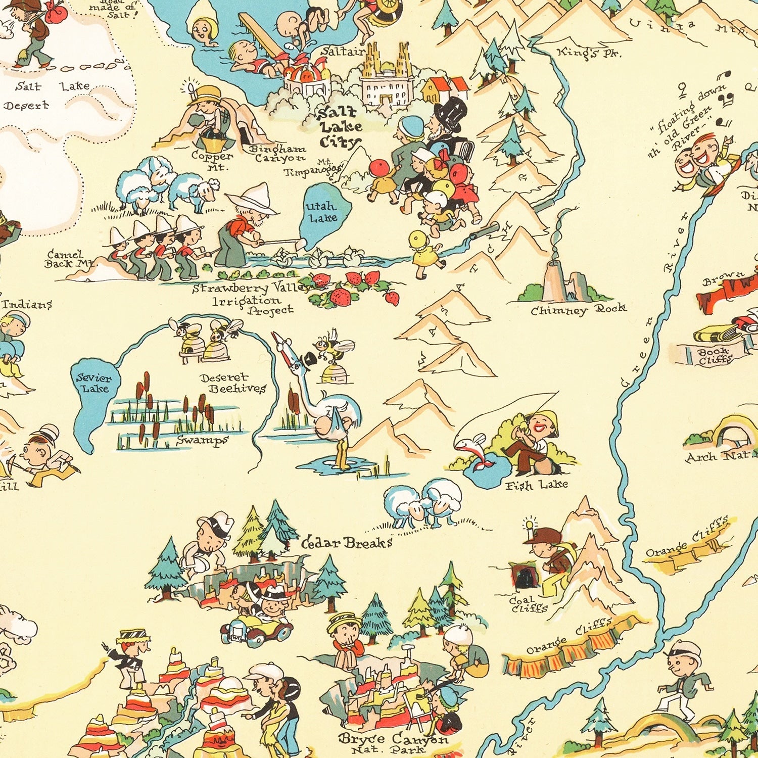 Vintage Map of Utah 1935