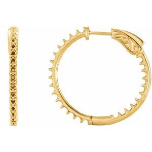 14K Yellow Gold 2.1 mm Round Inside-Outside 29.5 mm Hinged Hoop Earring Mountings