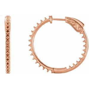 14K Rose Gold 2.1 mm Round Inside-Outside 29.5 mm Hinged Hoop Earring Mountings