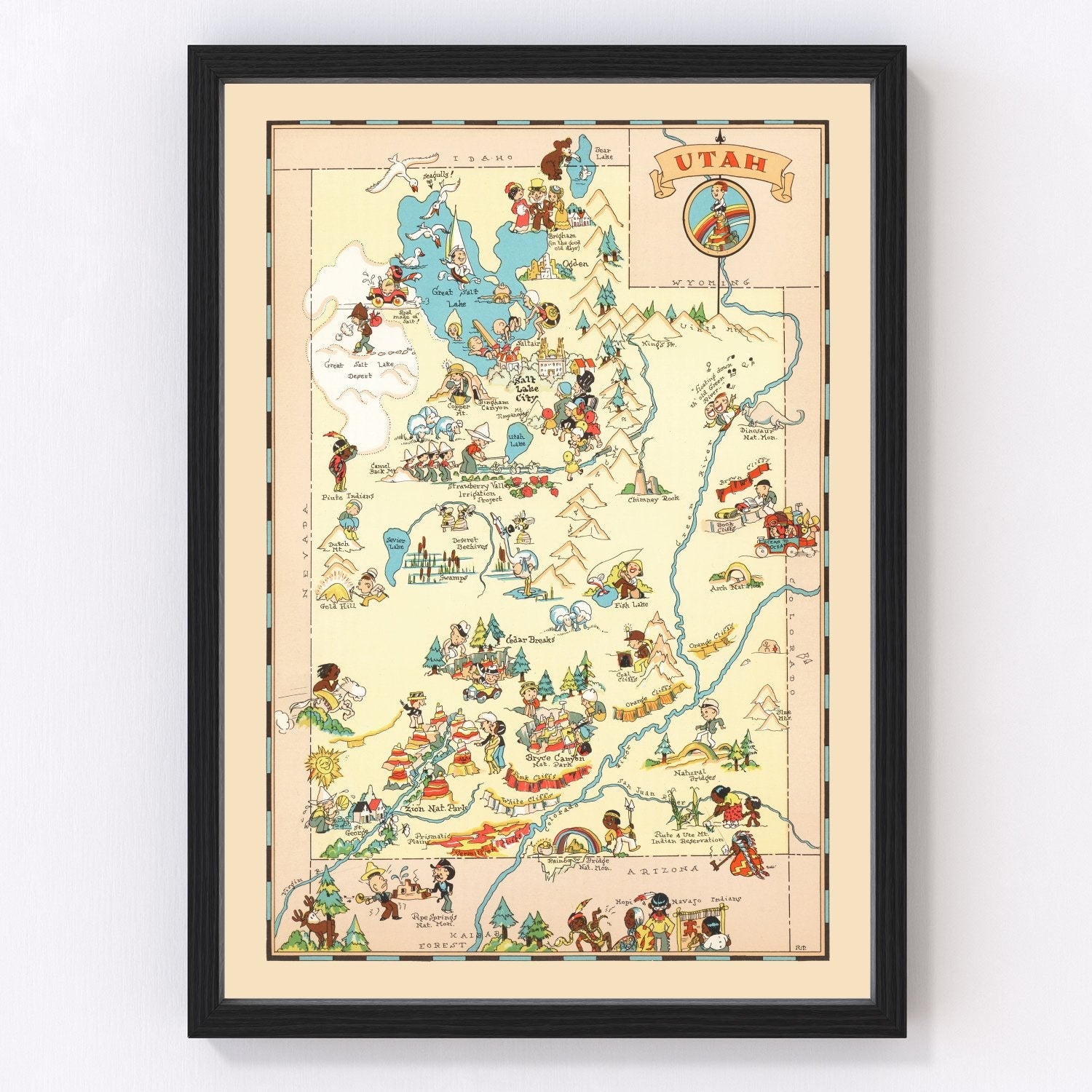 Vintage Map of Utah 1935