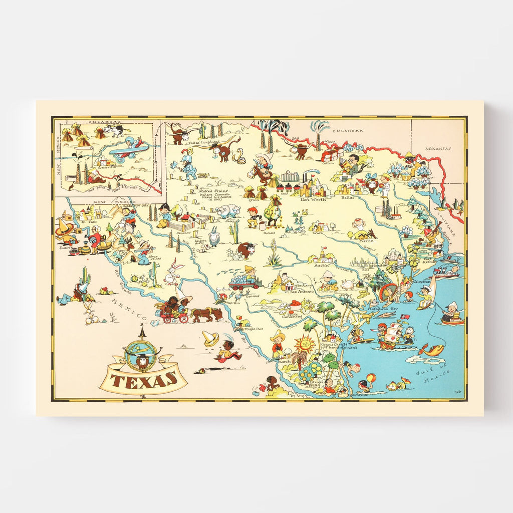 Vintage Map of Texas 1935