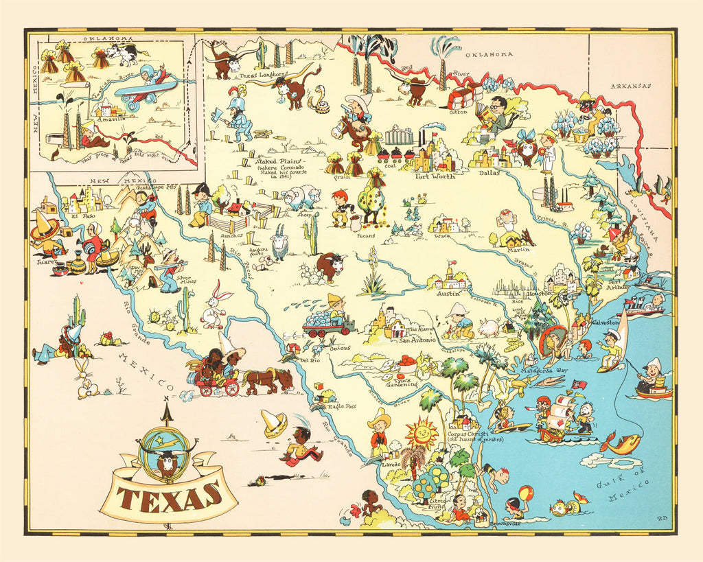 Vintage Map of Texas 1935