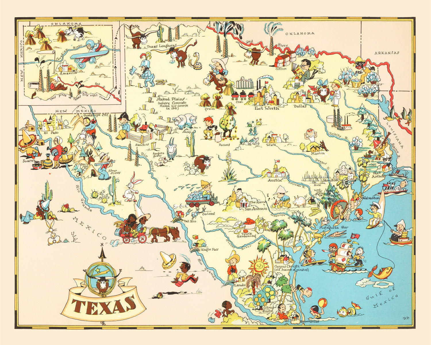 Vintage Map of Texas 1935