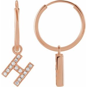 14K Rose Gold .05 CTW Natural Diamond Single Initial H Hoop Earring
