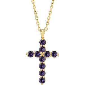 14K Yellow Gold Lab-Grown Alexandrite 16-18" Necklace
