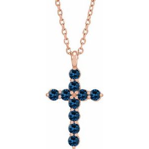 14K Rose Gold Lab-Grown Blue Sapphire 16-18" Necklace