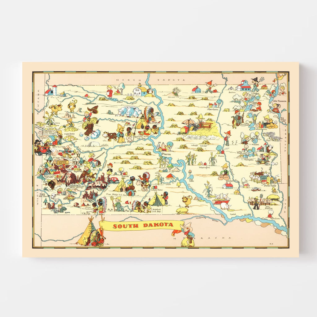 Vintage Map of South Dakota 1935