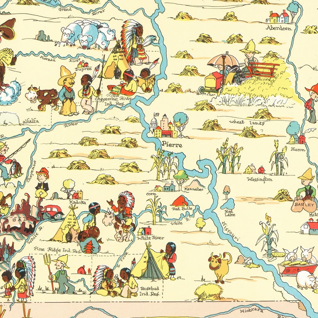 Vintage Map of South Dakota 1935