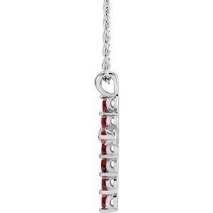 14K White Gold Natural Mozambique Garnet Cross 16-18" Necklace