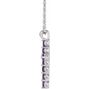 14K White Gold Natural Amethyst Cross 16-18" Necklace