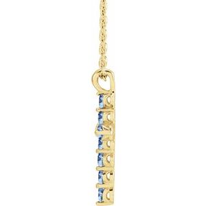 14K Yellow Gold Natural Aquamarine Cross 16-18" Necklace