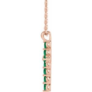 14K Rose Gold Lab-Grown Emerald 16-18" Necklace