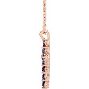 14K Rose Gold Natural Alexandrite Cross 16-18" Necklace