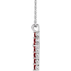 14K White Gold Lab-Grown Ruby 16-18" Necklace