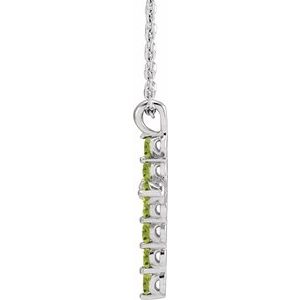 14K White Gold Natural Peridot Cross 16-18" Necklace
