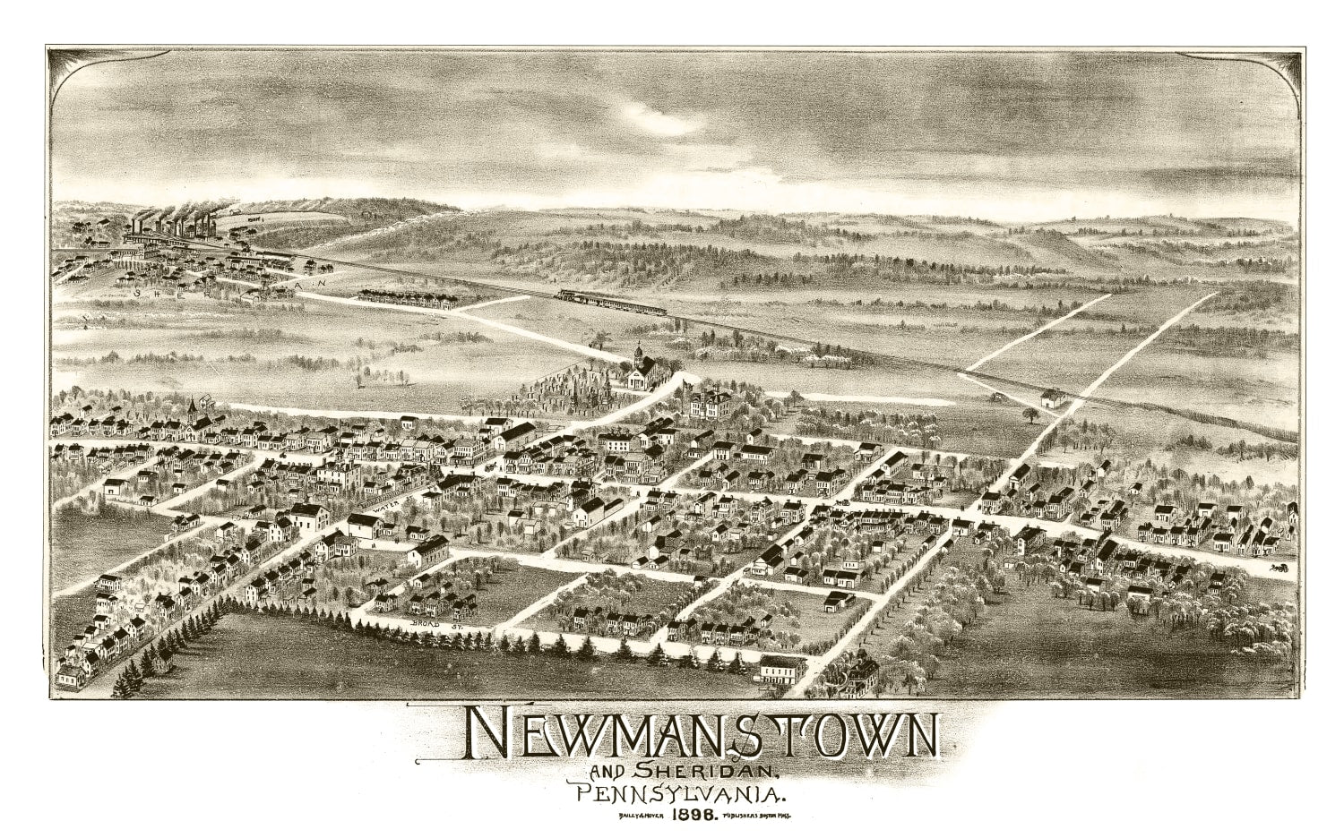 Vintage Map of Newmanstown & Sheridan, Pennsylvania 1898