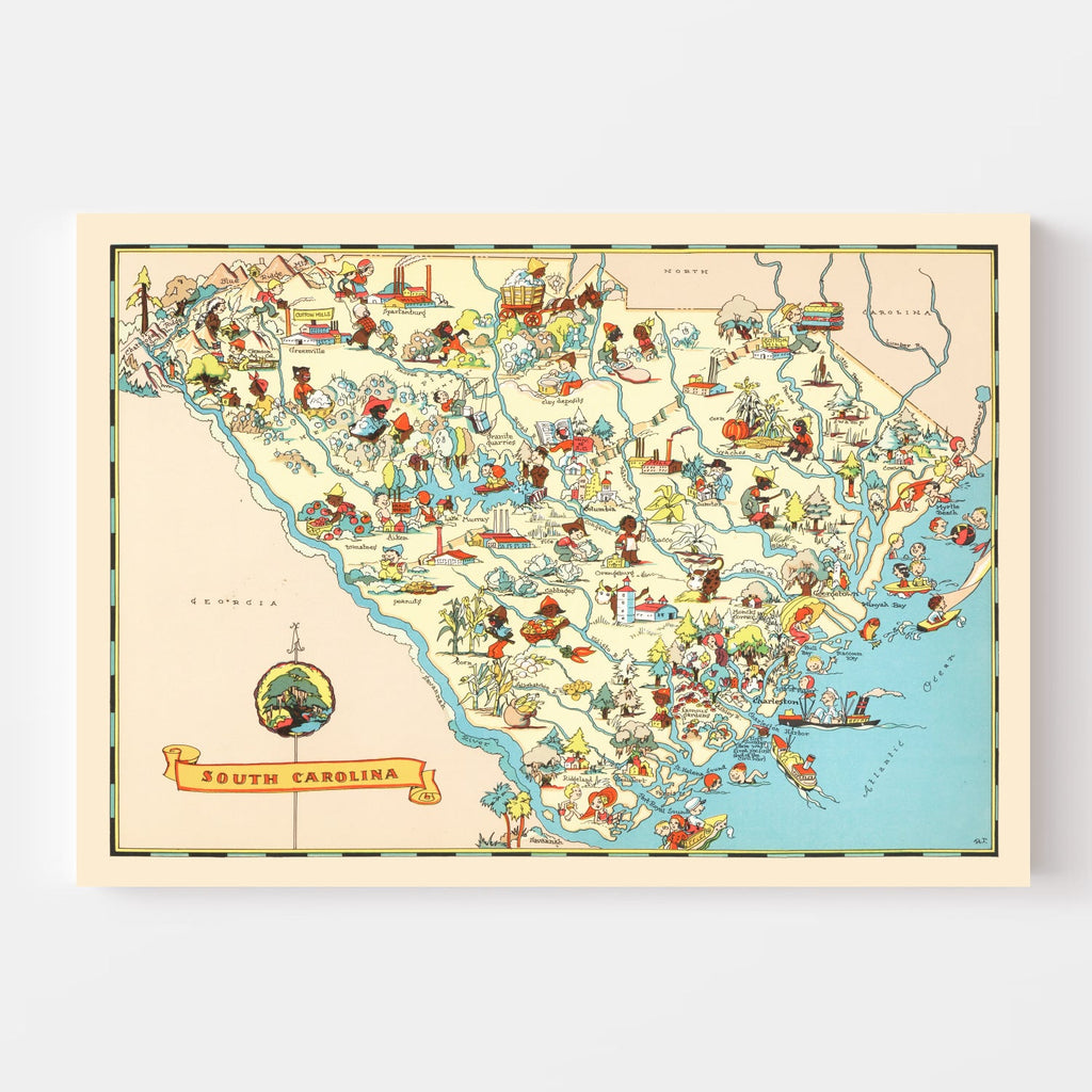 Vintage Map of South Carolina 1935