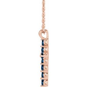 14K Rose Gold Lab-Grown Blue Sapphire 16-18" Necklace