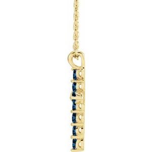 14K Yellow Gold Natural Blue Sapphire Cross 16-18" Necklace