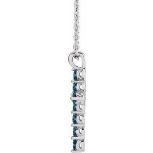 14K White Gold Natural Blue Sapphire Cross 16-18" Necklace