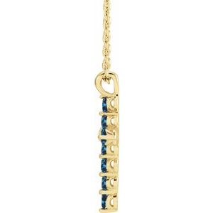 14K Yellow Gold Natural Blue Zircon Cross 16-18" Necklace