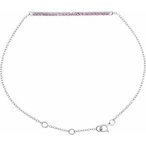 14K White Gold Natural Pink Sapphire 8" Bracelet