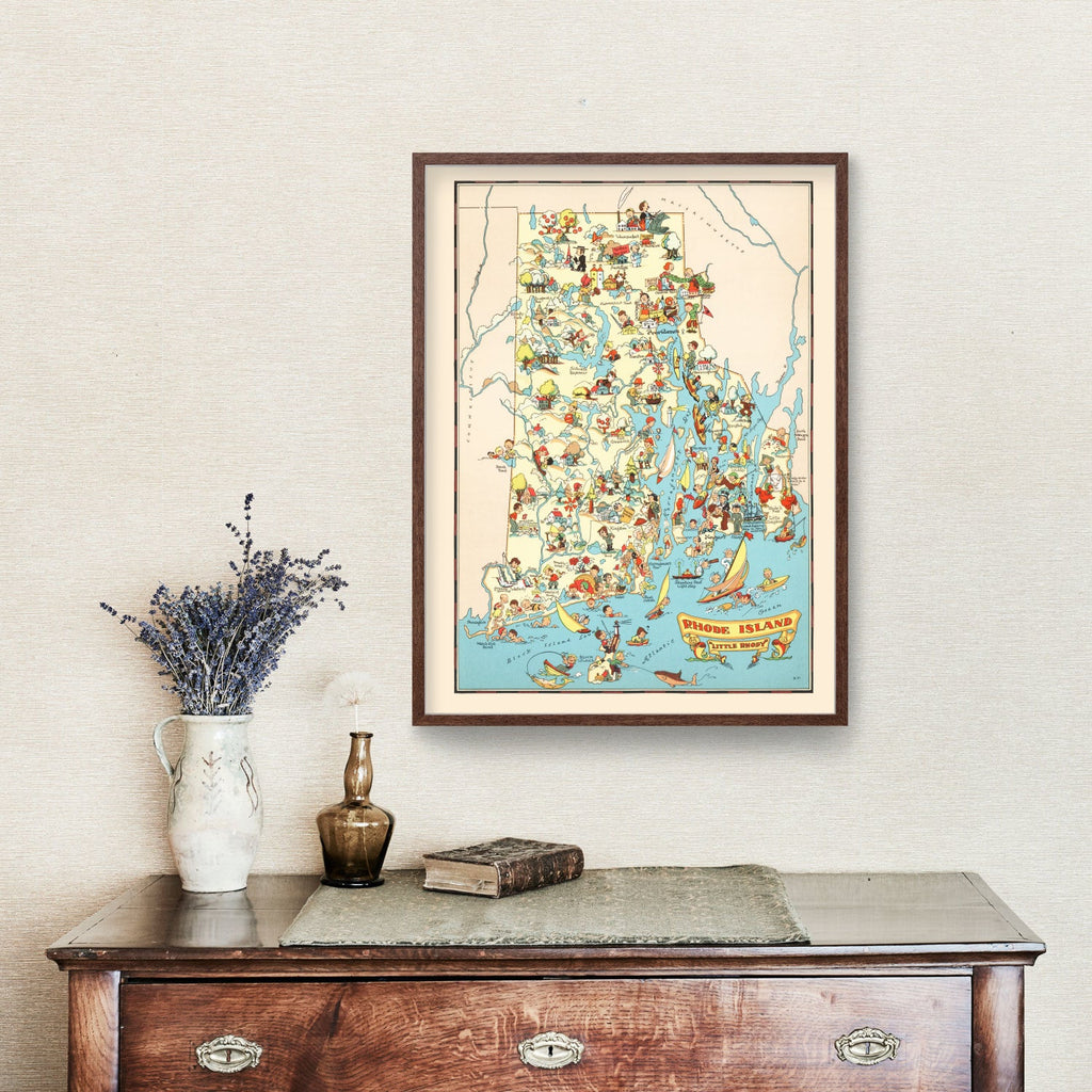 Vintage Map of Rhode Island 1935