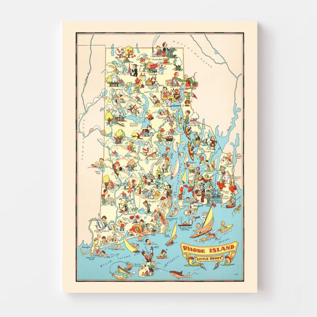 Vintage Map of Rhode Island 1935